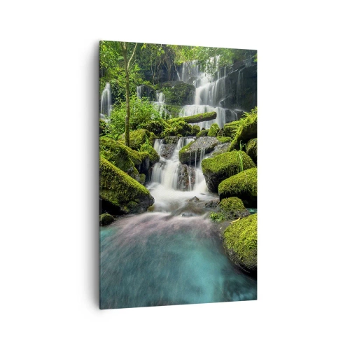 Lærredstryk - Billede på lærred - Turkis, safirer og flydende sølv - 80x120 cm