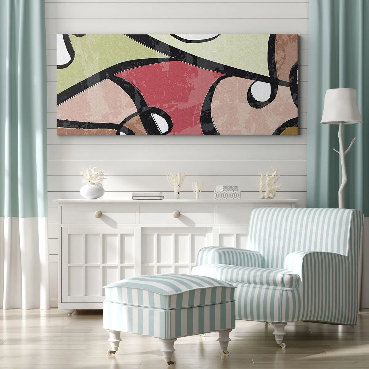 Lærredstryk - Billede på lærred - Pirouetter blandt farver - 100x40 cm