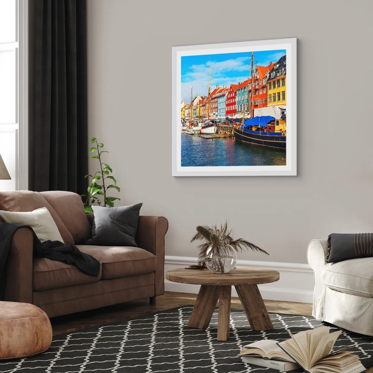 Plakat i hvid ramme - Glædelig kaj - 60x60 cm