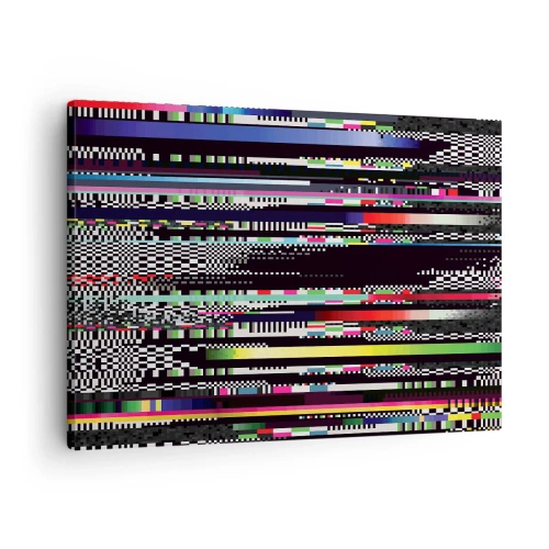 Lærredstryk - Billede på lærred - Farverige linjer og pixels i en abstrakt stil - 70x50cm - Det kontrollerede billede af virkeligheden - Moderne vægdekoration til stue og soveværelse ARTTOR