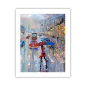 Plakat - Regnfuld eftermiddag i byen - 40x50 cm