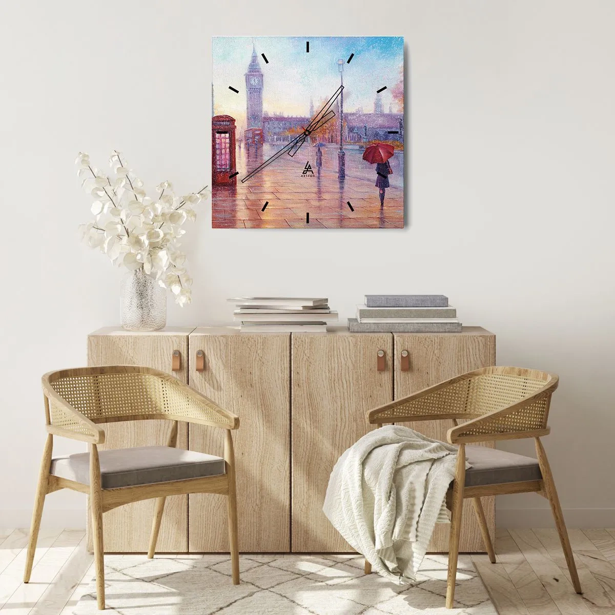 Vægur, Uret - En efterårsdag i London - 40x40 cm