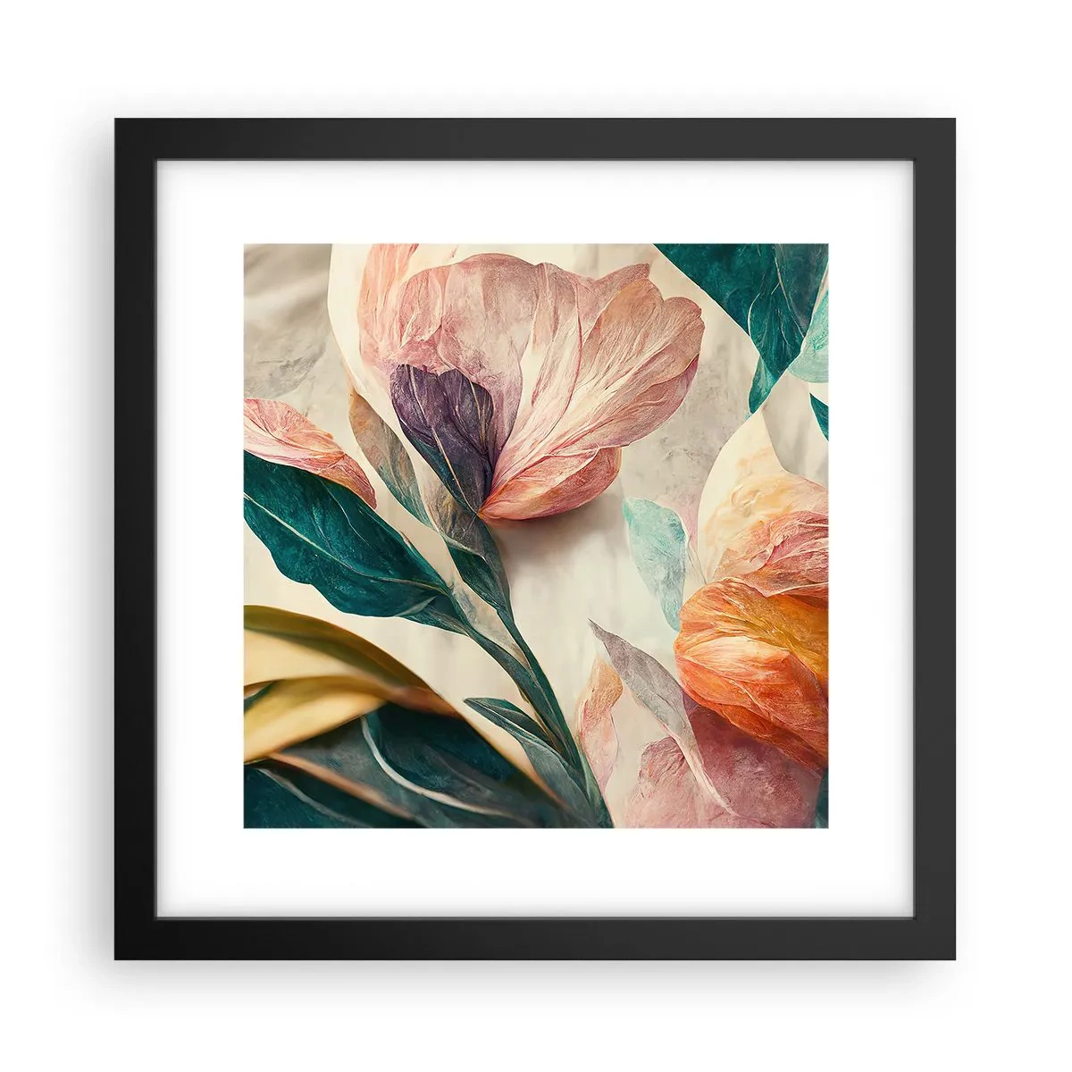 Plakat i sort ramme - Blomster på de sydlige øer - 30x30 cm
