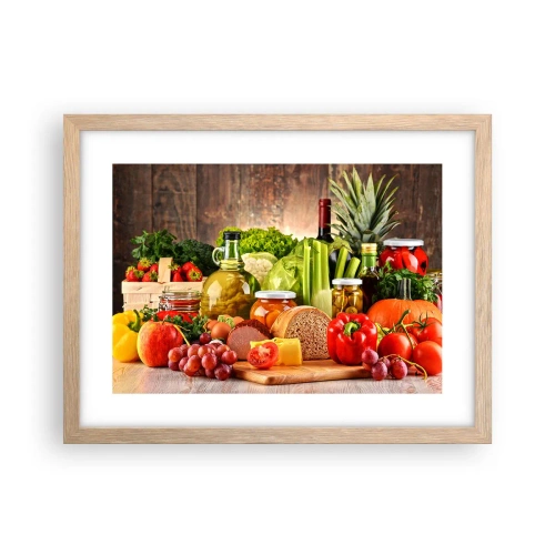 Plakat i ramme af lyst egetræ - Røget, ristet, marineret - 40x30 cm