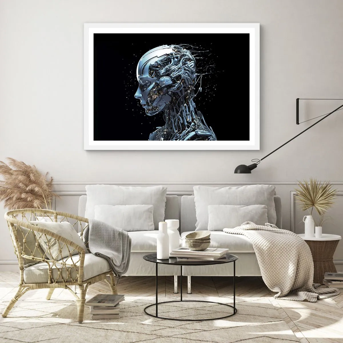 Plakat i hvid ramme - Teknologi er en kvinde - 91x61 cm