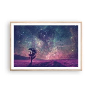 Plakat i ramme af lyst egetræ - Under en magisk himmel - 91x61 cm