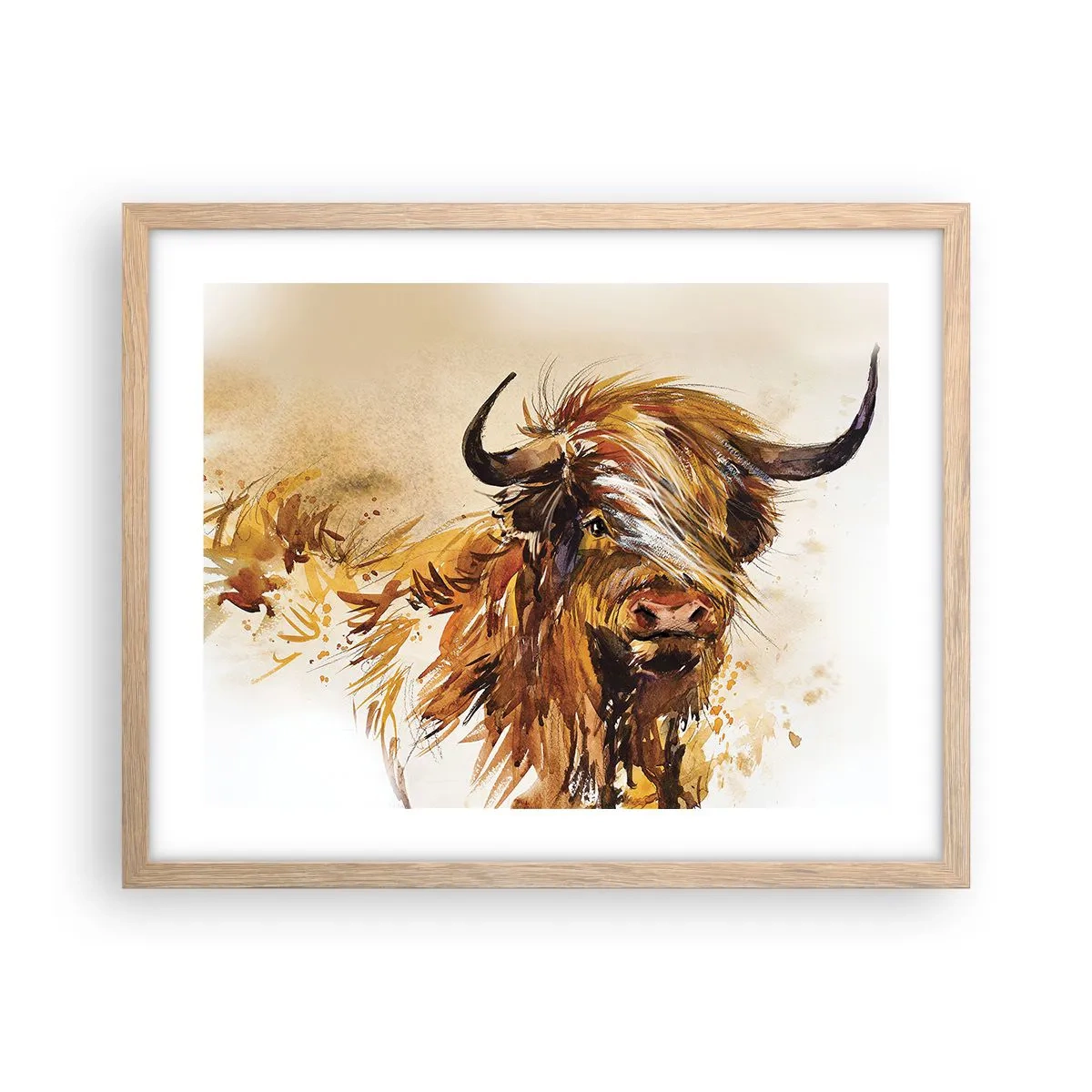 Plakat i ramme af lyst egetræ - Jægerens stolthed - 50x40 cm