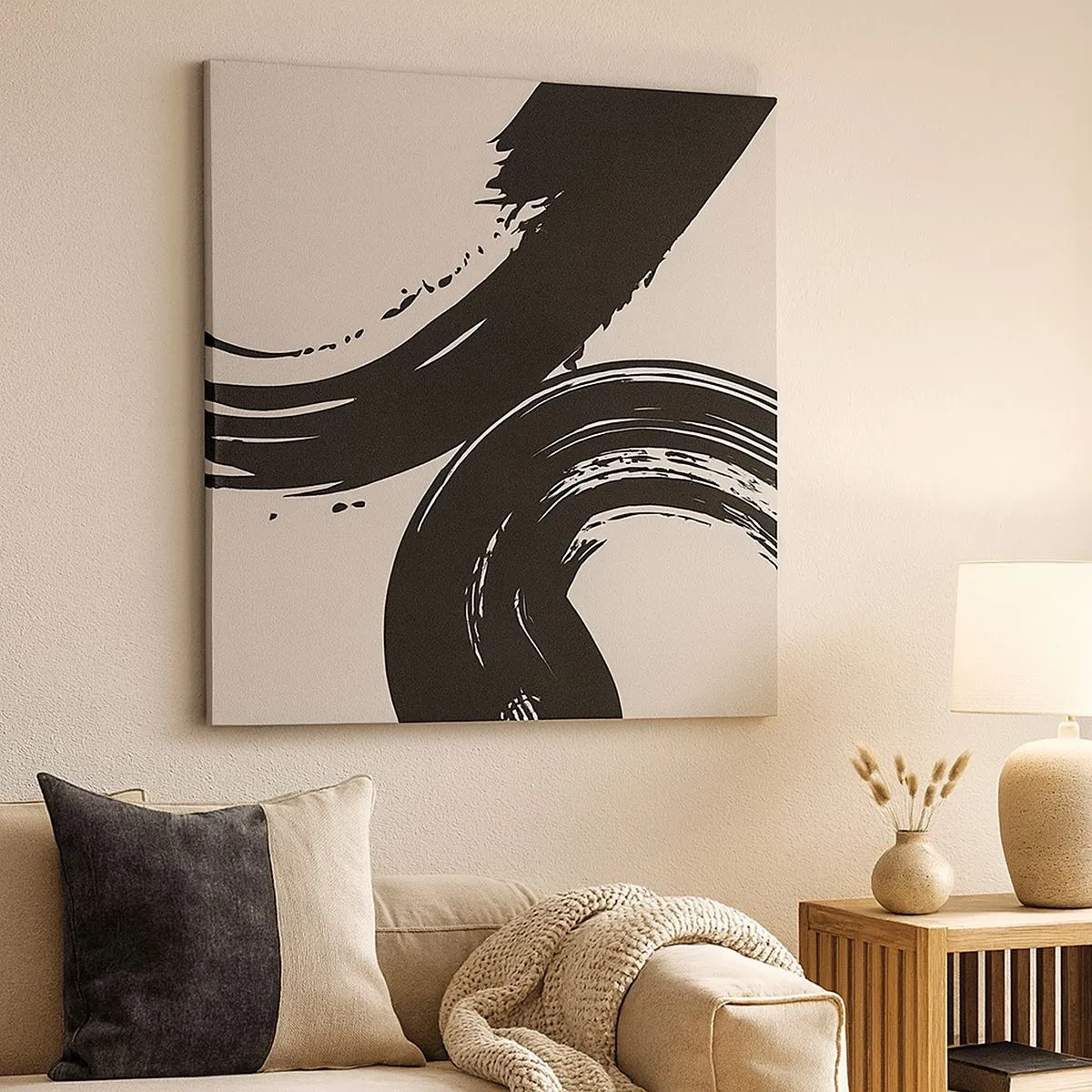 Lærredstryk - Billede på lærred - Fejende og cirkulær - 30x30 cm