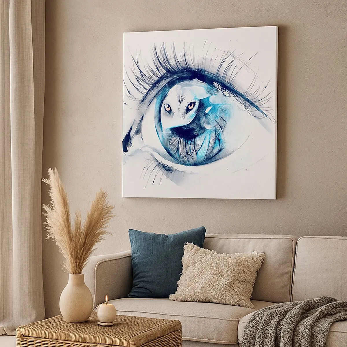 Lærredstryk - Billede på lærred - Øje mod øje med vildskab - 30x30 cm