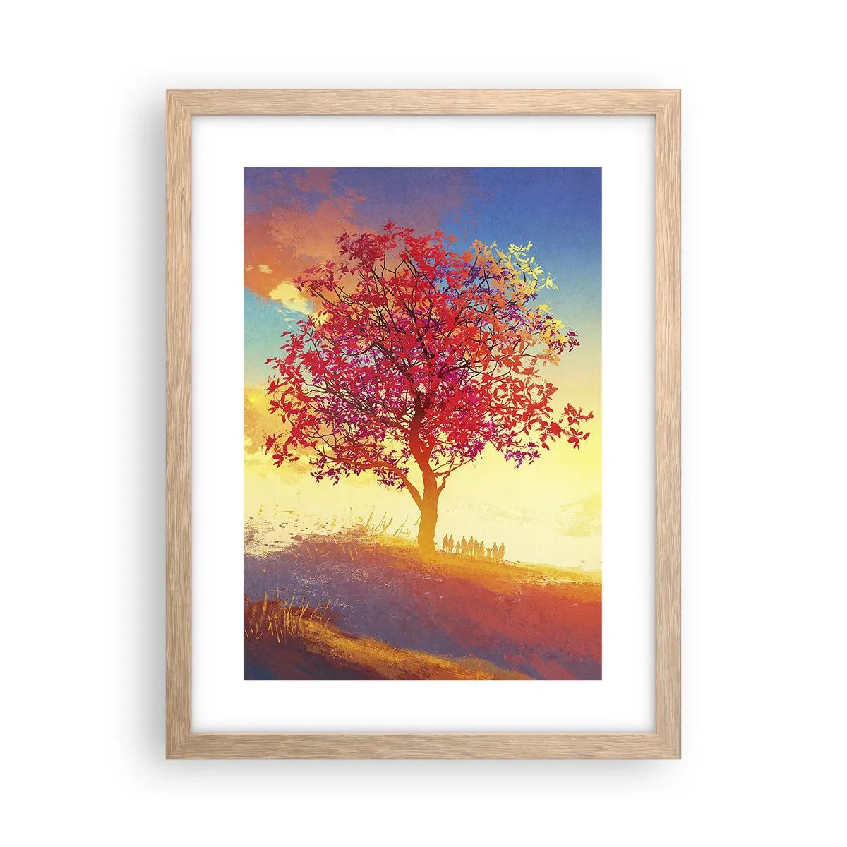 Plakat i ramme af lyst egetræ - Pilgrim på bestemmelsesstedet - 30x40 cm