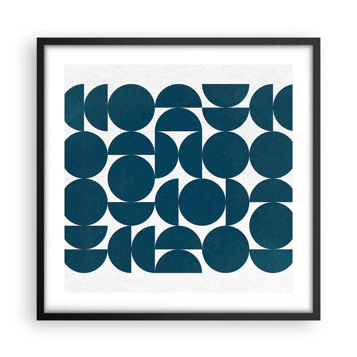 Plakat i sort ramme - Cirkler og halvcirkler - 50x50 cm