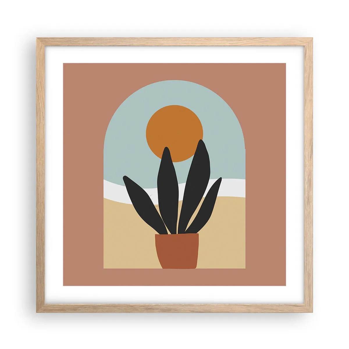 Plakat i ramme af lyst egetræ - Små glæder - 50x50 cm