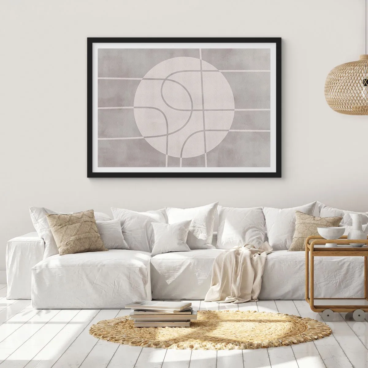 Plakat i sort ramme - Cirkulær og lige frem - 100x70 cm
