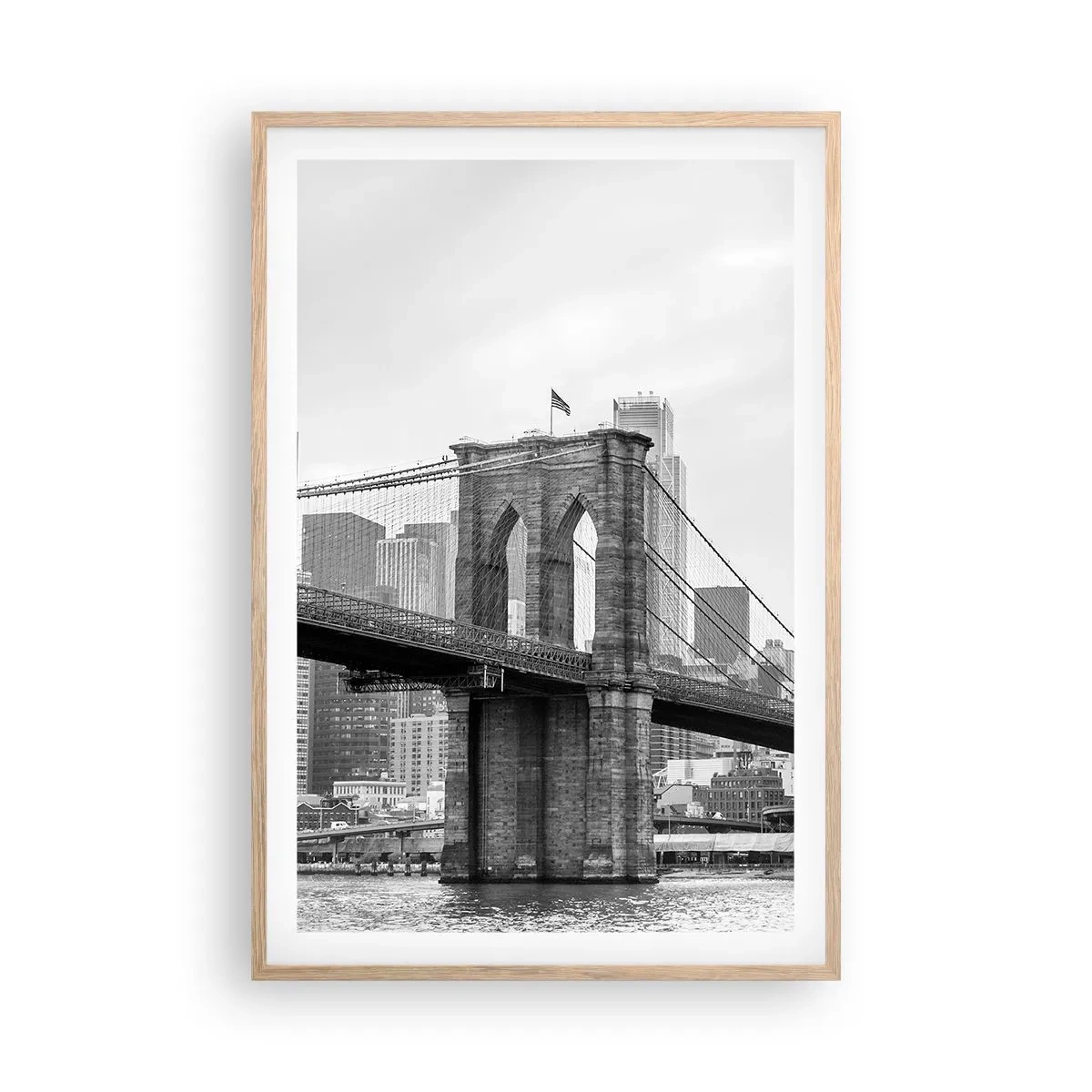 Plakat i ramme af lyst egetræ - New York stemning - 61x91 cm