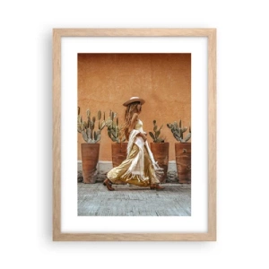 Plakat i ramme af lyst egetræ - I en hippieagtig stil - 30x40 cm