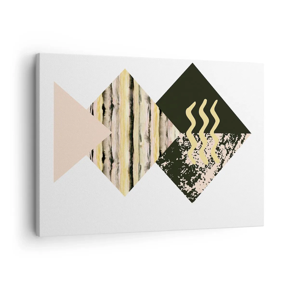 Lærredstryk - Billede på lærred - Geometriske former med abstrakte mønstre - 70x50cm - Ikke så simpelt - Moderne vægdekoration til stue og soveværelse ARTTOR