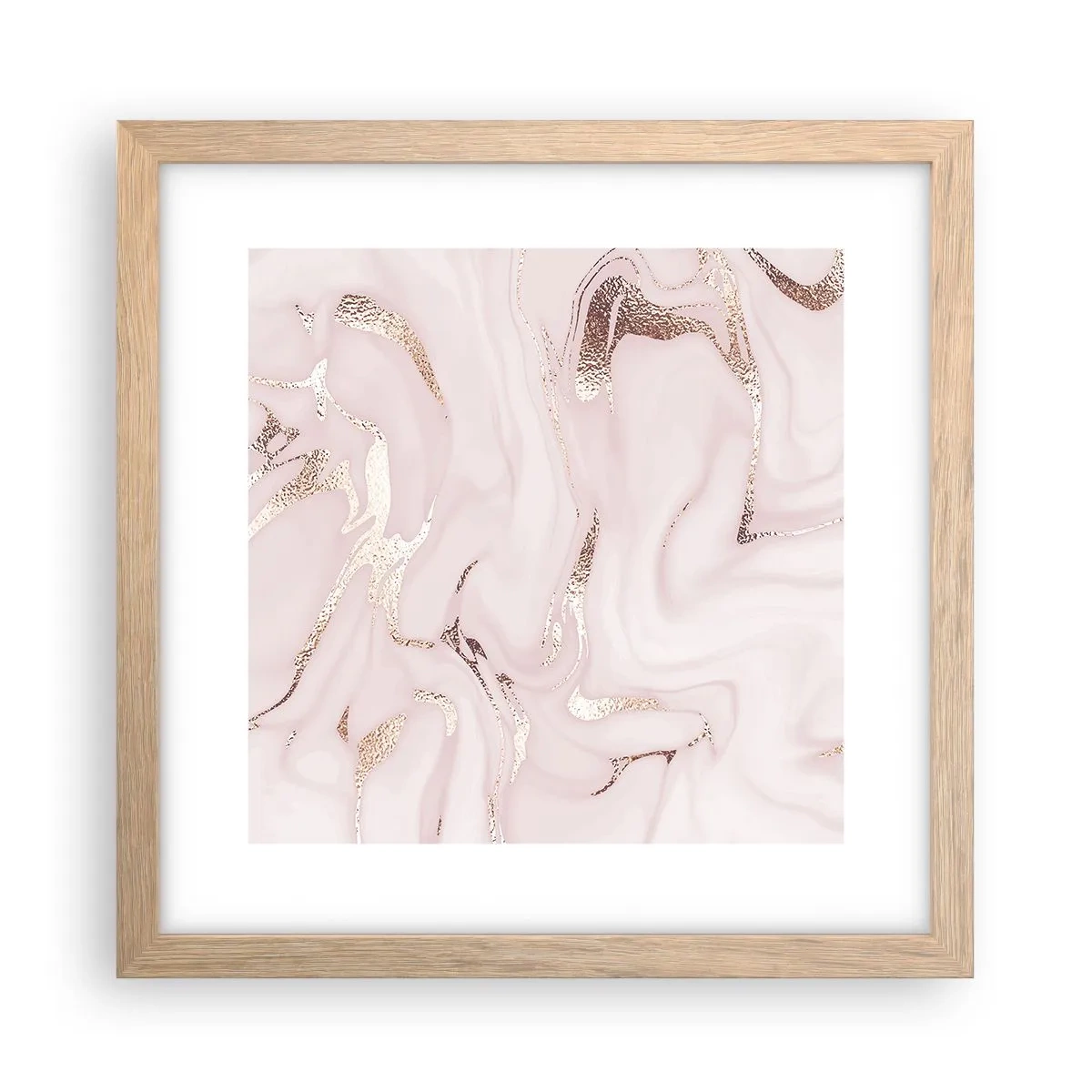 Plakat i ramme af lyst egetræ - I et lyserødt tørklæde - 30x30 cm