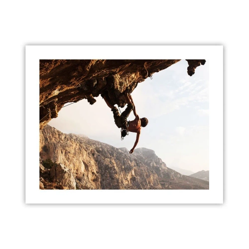 Plakat - Verden skrumpede ind i en håndfuld på en klippeskrænt - 50x40 cm