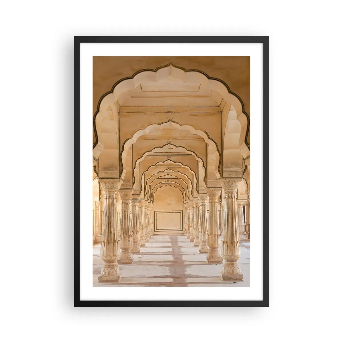Plakat i sort ramme - Orientalsk symmetri - 50x70cm - I maharajaens palads - Moderne vægdekoration til stue og soveværelse ARTTOR