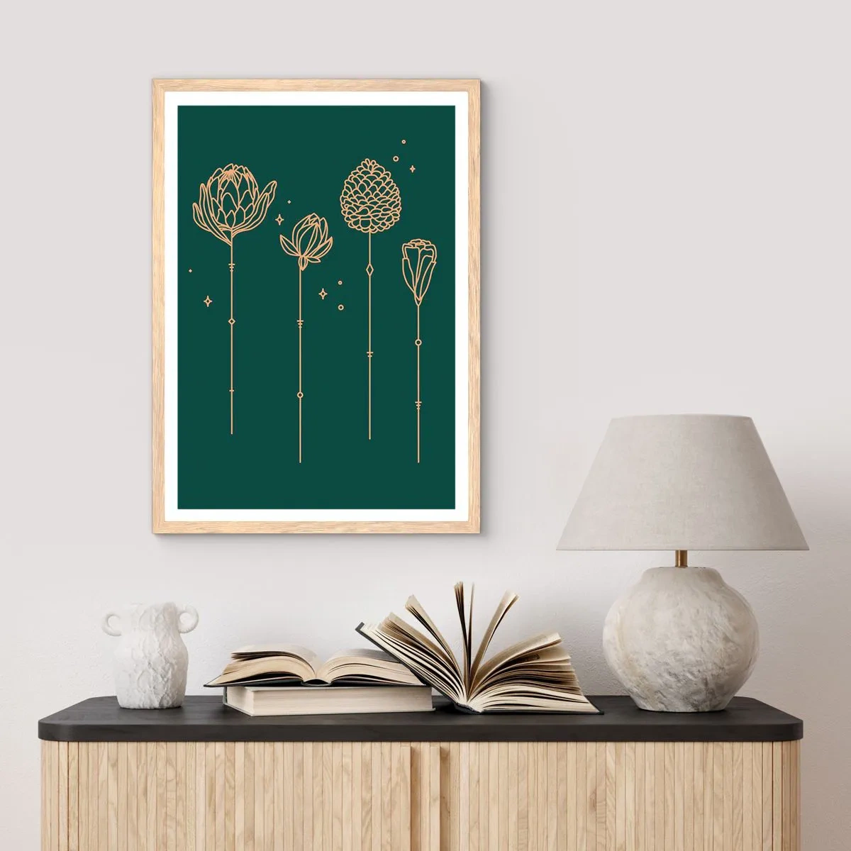 Plakat i ramme af lyst egetræ - Familien ZIÓŁkowski - 50x70 cm
