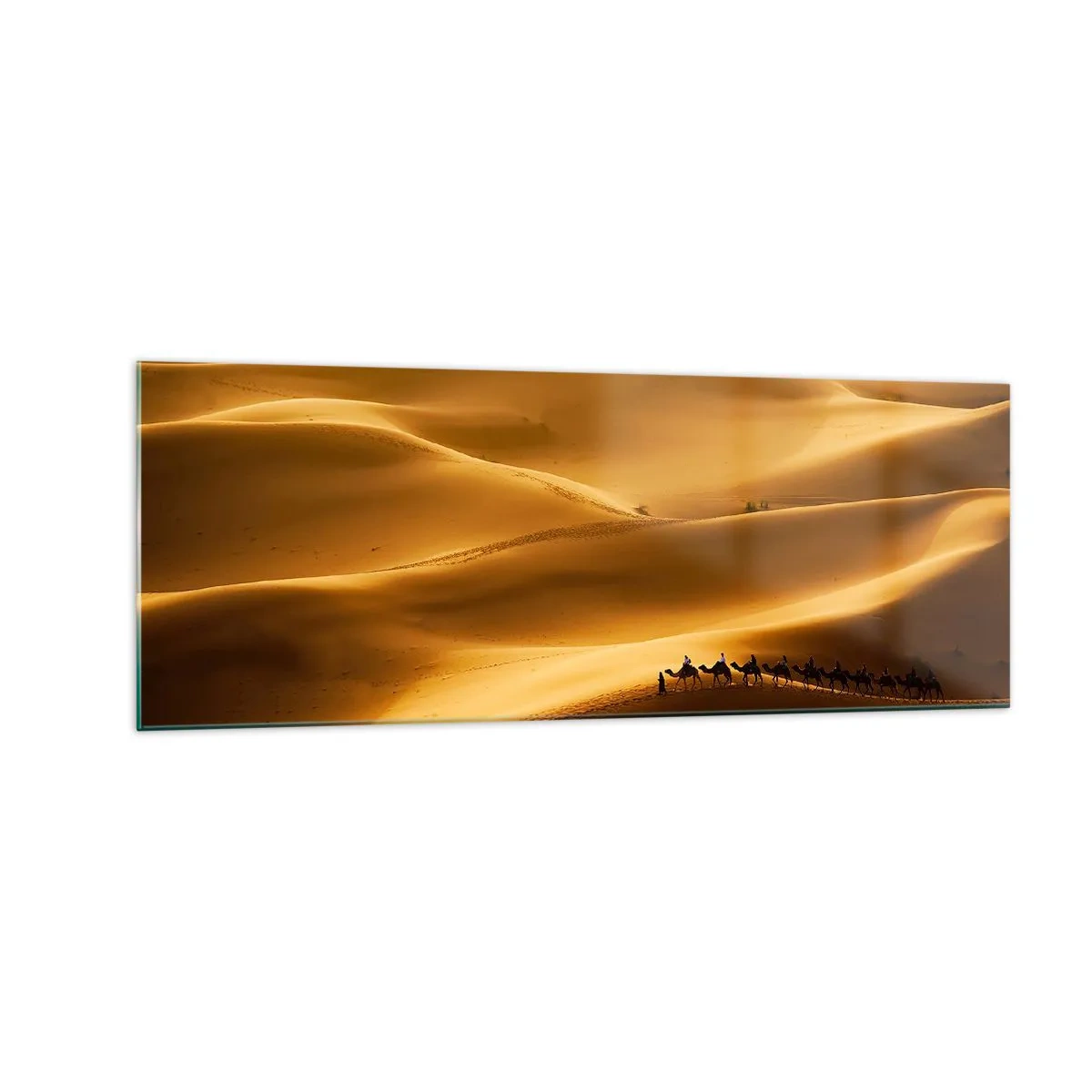 Billede på glas - Karavane på ørkenens bølger - 140x50 cm