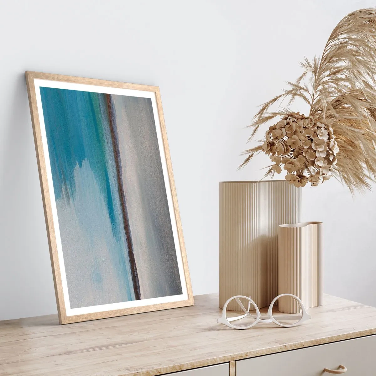 Plakat i ramme af lyst egetræ - Horisontalt landskab - 61x91 cm