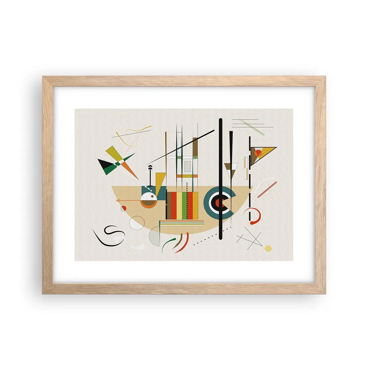 Plakat i ramme af lyst egetræ - Og verden griner - 40x30 cm