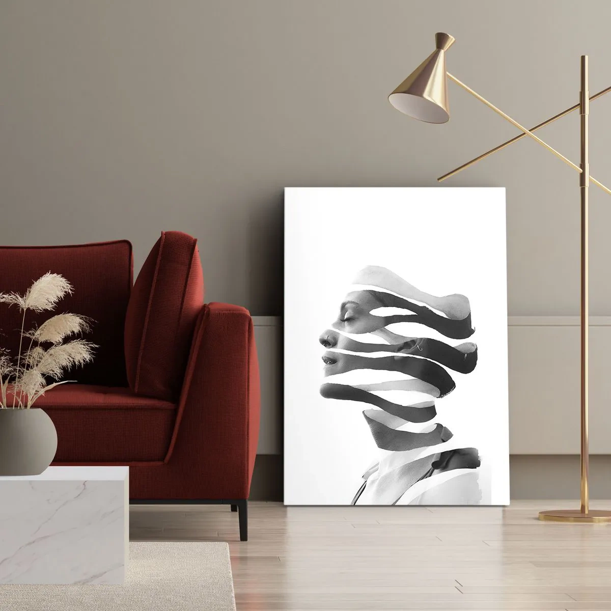 Lærredstryk - Billede på lærred - Et surrealistisk portræt - 50x70 cm