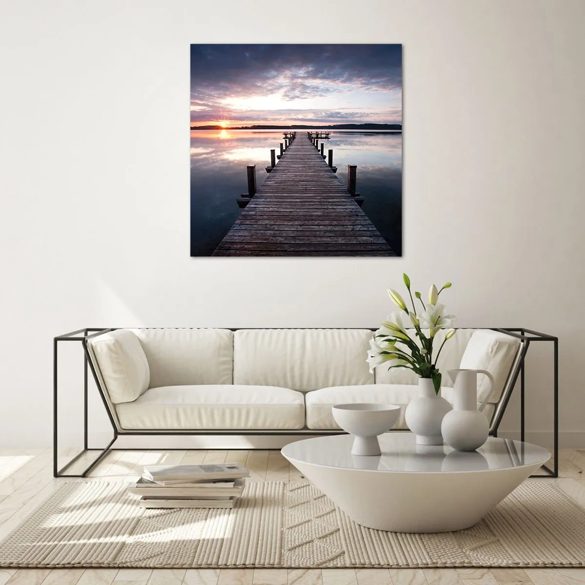 Billede på glas - Den tavse grænse mellem dag og nat - 70x70 cm