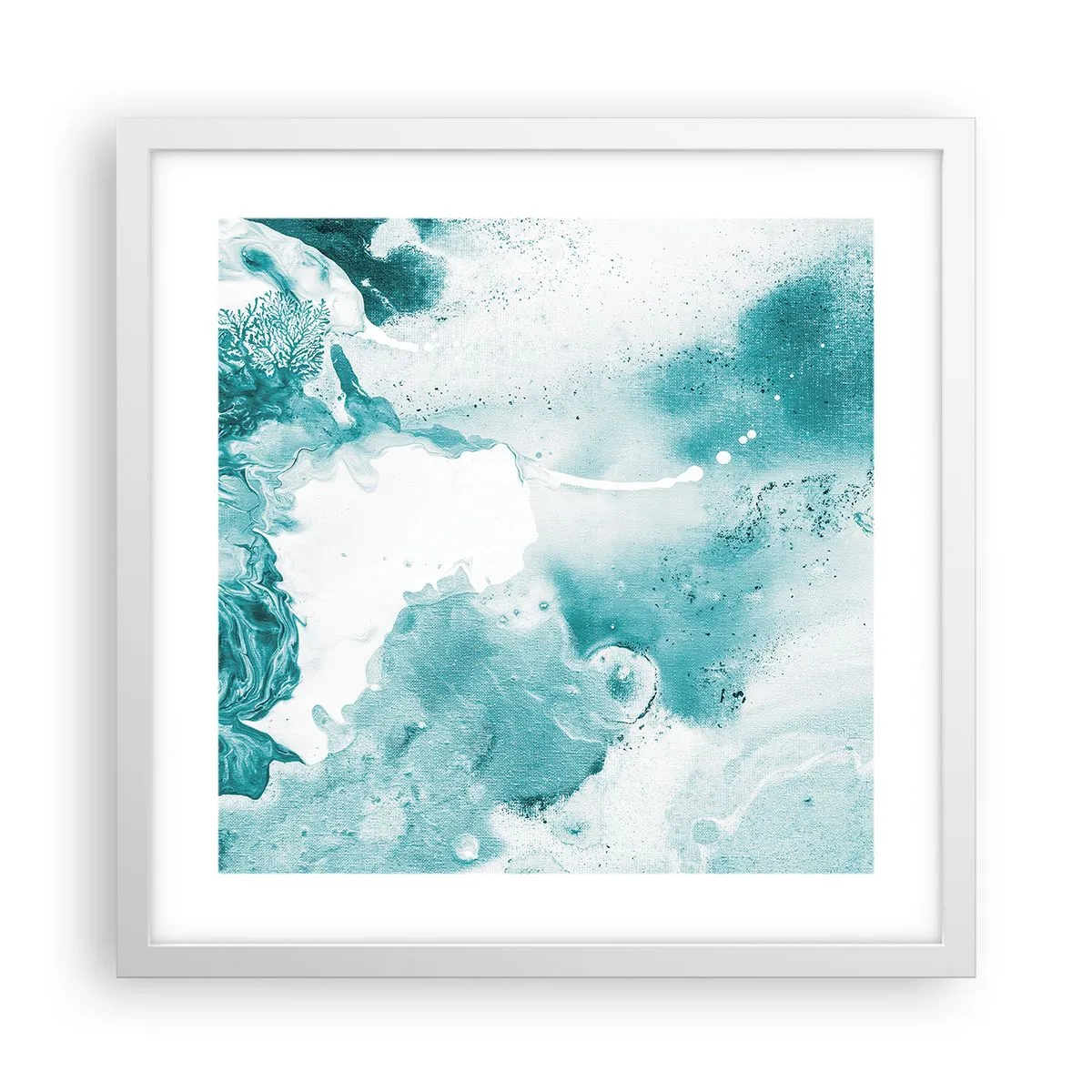Plakat i hvid ramme - Blå oversvømmelsesflader - 40x40 cm