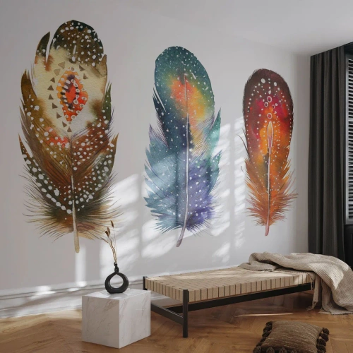 Fototapet Standard Eco - Ritualer, ordinancer, mysterier - Fuglens fjer, Fugl, Abstraktion - 250x175 cm