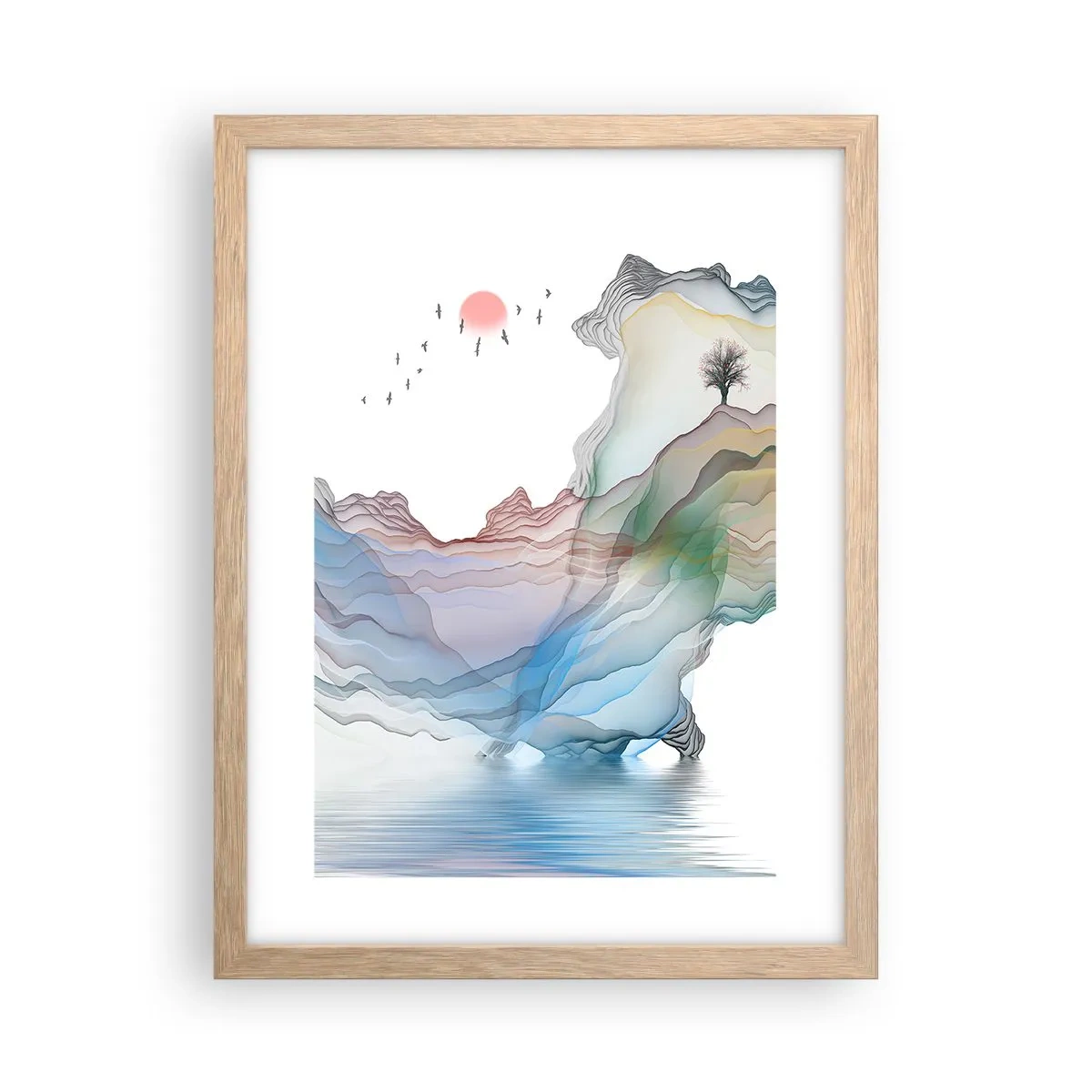 Plakat i ramme af lyst egetræ - Mod krystalbjergene - 30x40 cm