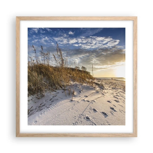 Plakat i ramme af lyst egetræ - Indbydelse til en vandretur - 50x50 cm