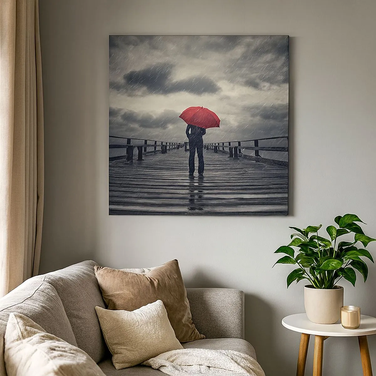 Lærredstryk - Billede på lærred - Det er ingenting, hvis det regner - 30x30 cm