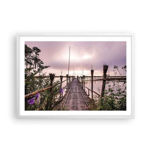 Plakat i hvid ramme - Den stille og rolige atmosfære i Asien - 70x50 cm