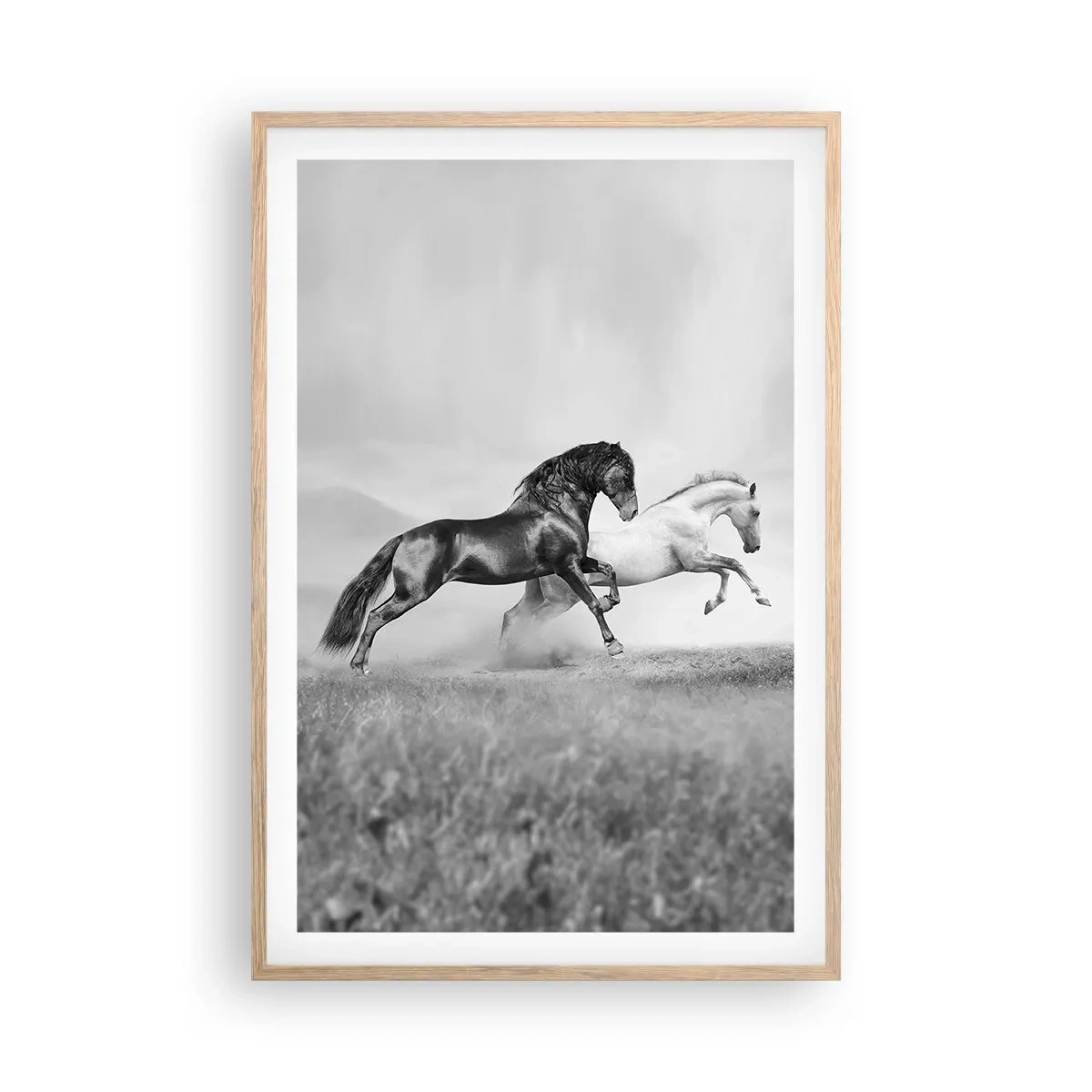 Plakat i ramme af lyst egetræ - Engle og dæmoner - 61x91 cm