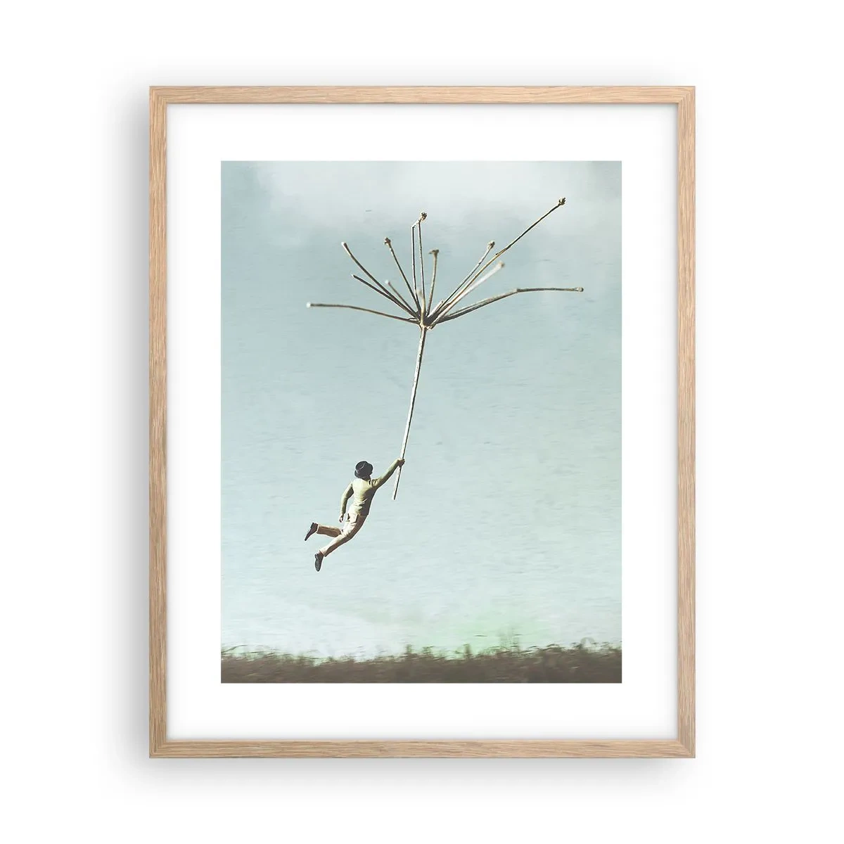 Plakat i ramme af lyst egetræ - Drager, blæsere, vind - 40x50 cm