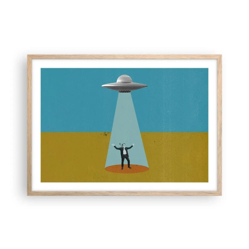 Plakat i ramme af lyst egetræ - Et tæt møde - 70x50 cm