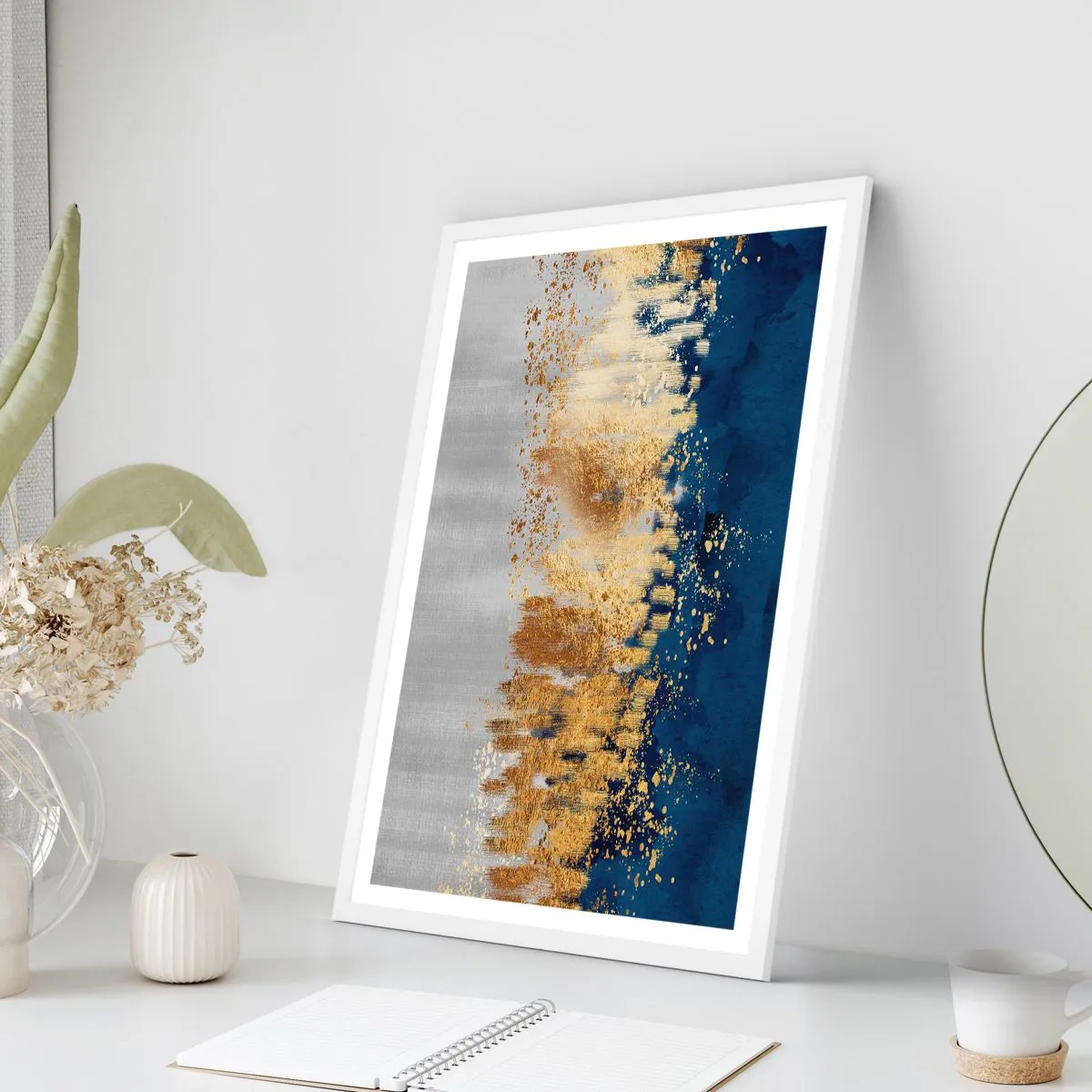 Plakat i hvid ramme - Moderne komposition med gnist - 70x100 cm