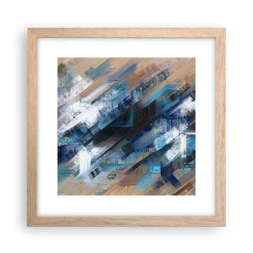 Plakat i ramme af lyst egetræ - På en blå skråning - 30x30 cm