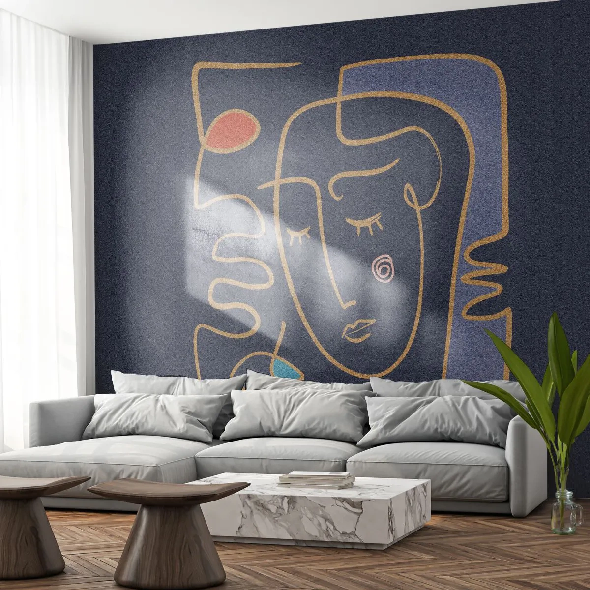 Fototapet Premium Canvas - I drømmerier - Portræt, ansigt, Stykke - 300x210 cm