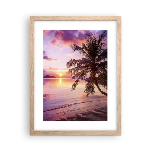 Plakat i ramme af lyst egetræ - Lyksalighed hele vejen til horisonten - 30x40 cm