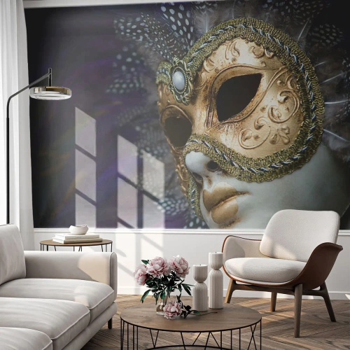 Fototapet Selvklæbende Deluxe Sticker - Venetiansk portræt i guld - Hætte, Stykke, Venedig - 100x70 cm