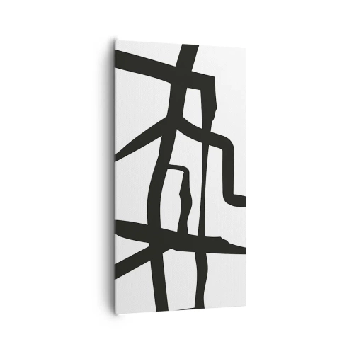 Lærredstryk - Billede på lærred - Sort og hvid konstruktion - 65x120 cm