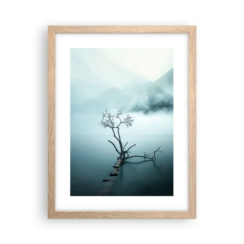 Plakat i ramme af lyst egetræ - Ud af vand og tåge - 30x40 cm
