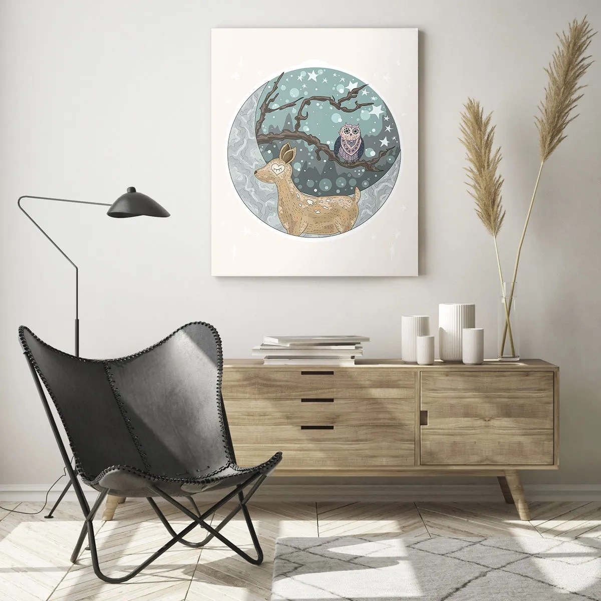 Billede på glas - En eventyrlig skovnat - 50x70 cm