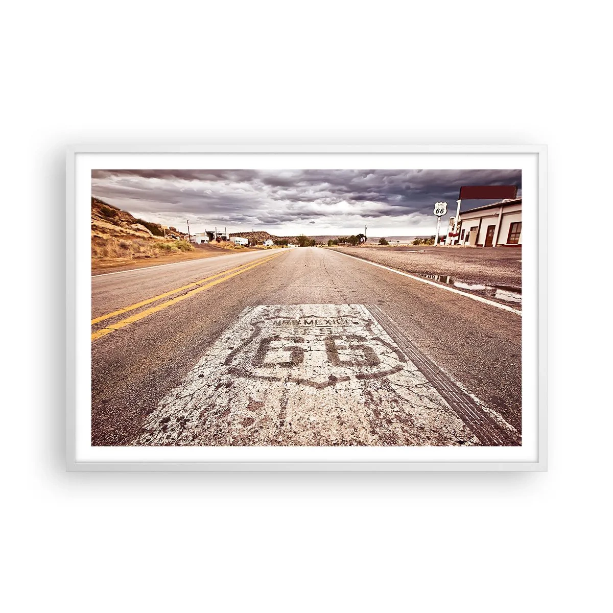 Plakat i hvid ramme - Mother Road - amerikansk legende - 91x61 cm