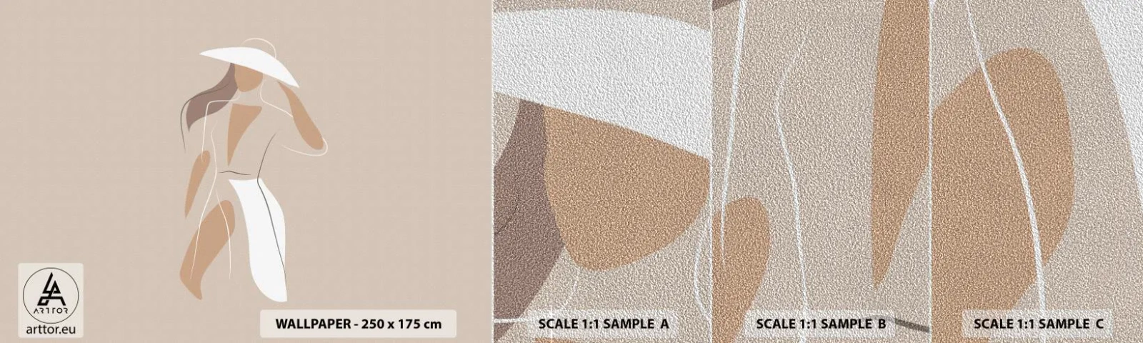 Prøve Fototapet Premium Sand - Mode er sjovt - Kvinde, Grafik, Mode - 100x30 cm