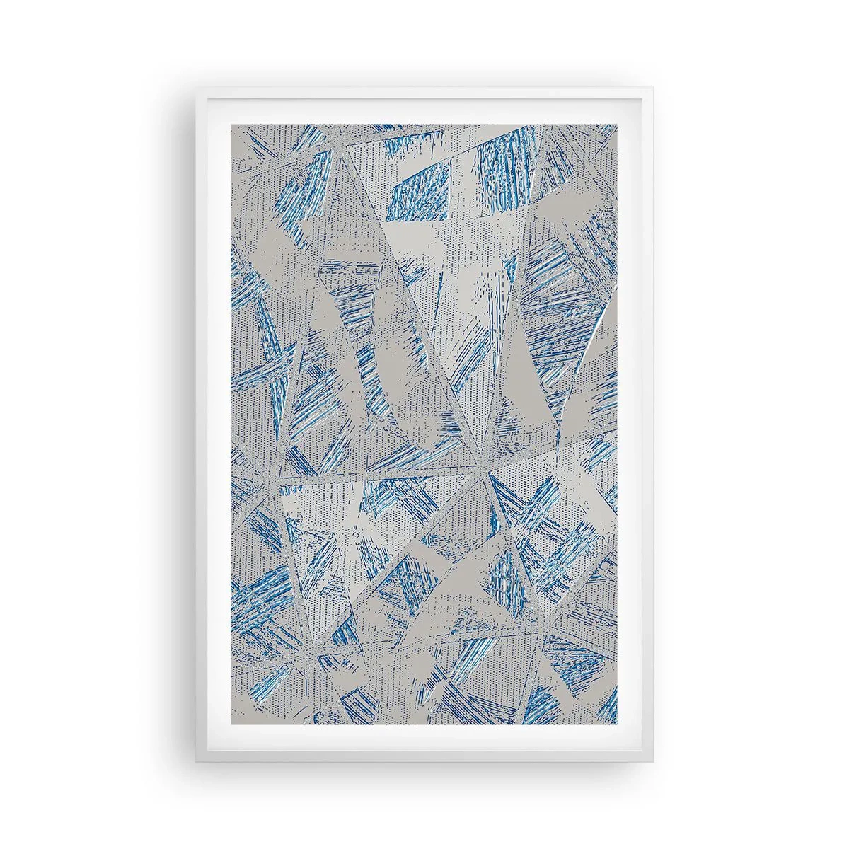 Plakat i hvid ramme - I en gråblå labyrint - 61x91 cm