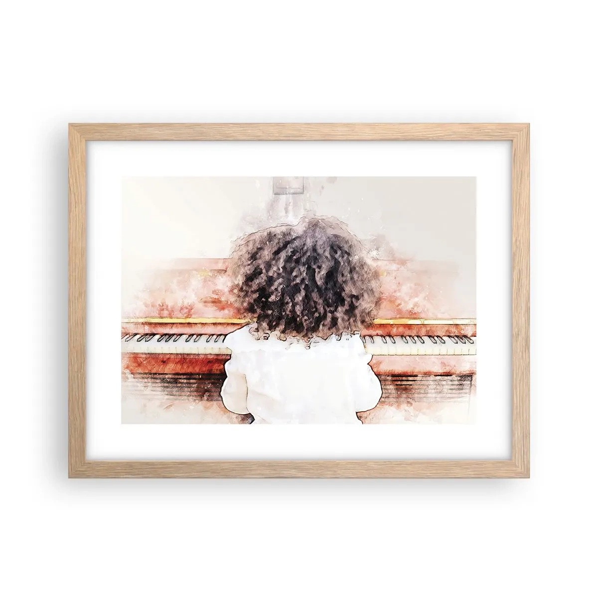 Plakat i ramme af lyst egetræ - i et ny verden - 40x30 cm